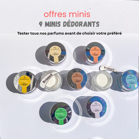 pack 9 Mini Déodorants Naturels Herbanord /20 g chacun