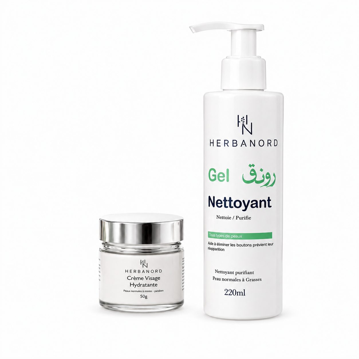Duo Visage Hydratant — Gel Nettoyant et Crème Hydratante | Herbanord