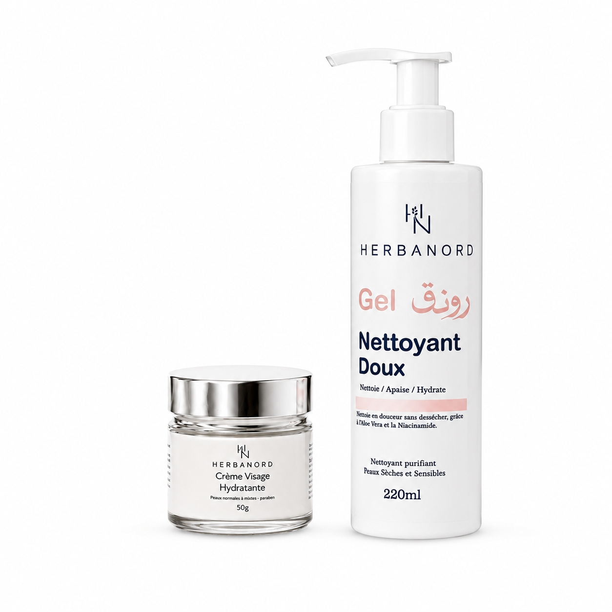 Duo Visage Hydratant — Gel Nettoyant et Crème Hydratante | Herbanord
