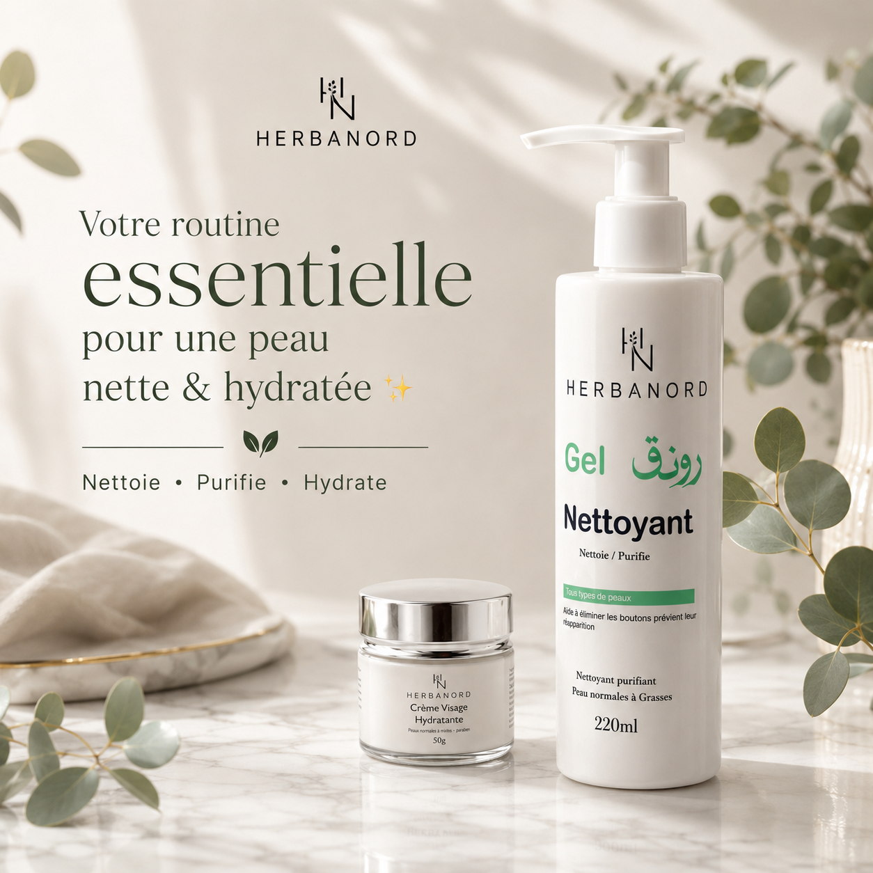 Pack Routine Visage HERBANORD – Nettoie & Hydrate