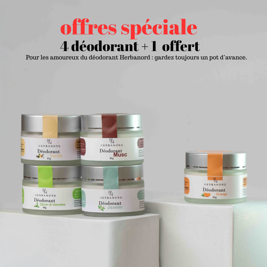 Pack 4 déodorants + 1 déodorant offert